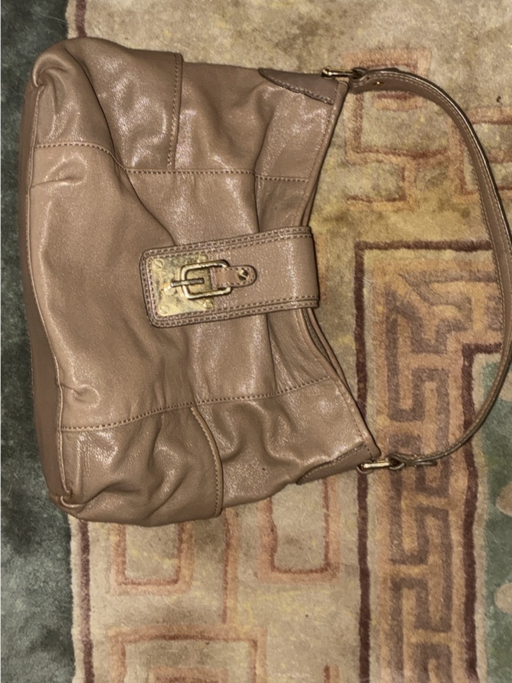 Michael Kors Brown Leather Shoulder Bag with Gold-Tone Lock KILLER BUY